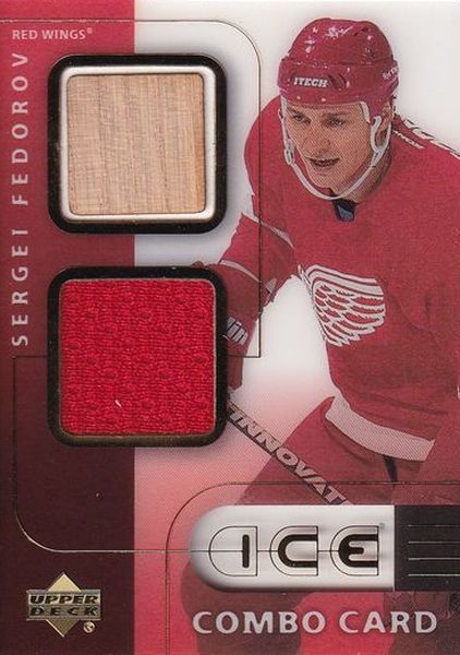 jersey stick karta SERGEI FEDOROV 01-02 UD Ice Combo Card číslo C-SF